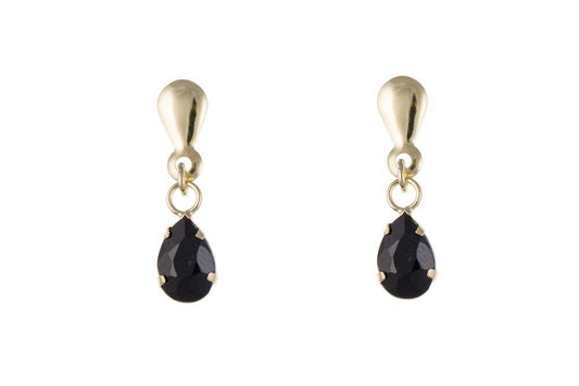 Gold Sapphire Teardrop Drop Earrings Jewellery Ian Dunford 