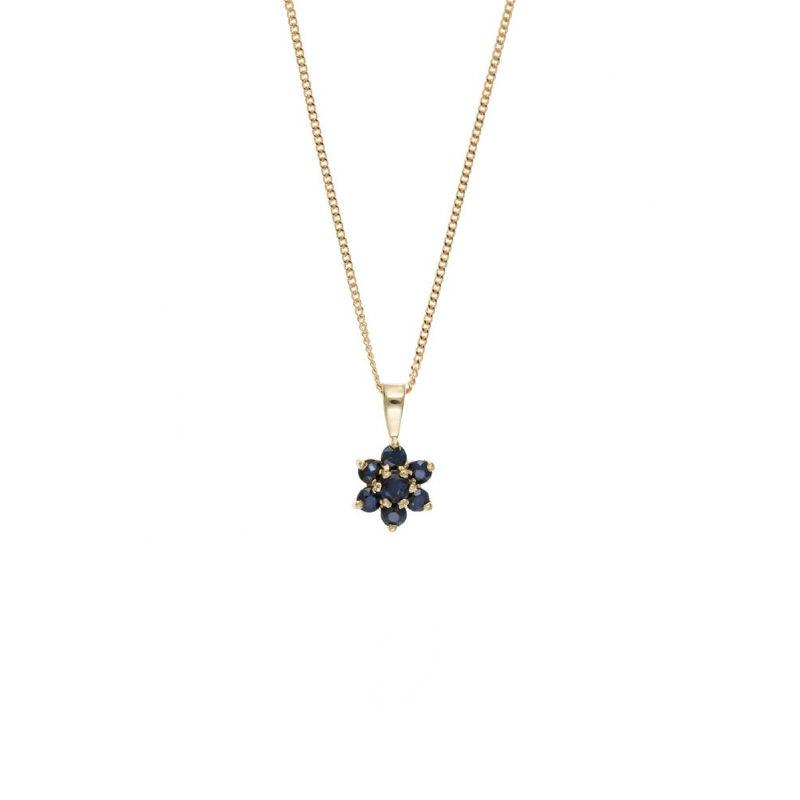 9ct Gold Sapphire Flower Pendant Jewellery Ian Dunford 