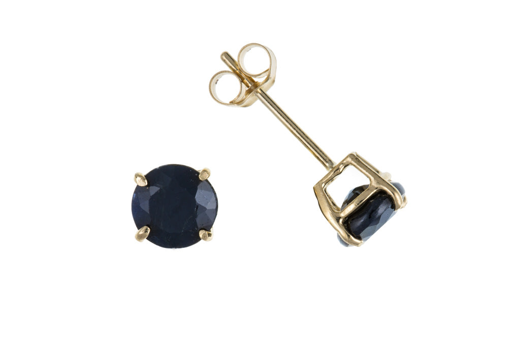 Gold Sapphire Round Stud Earrings Earrings Ian Dunford 