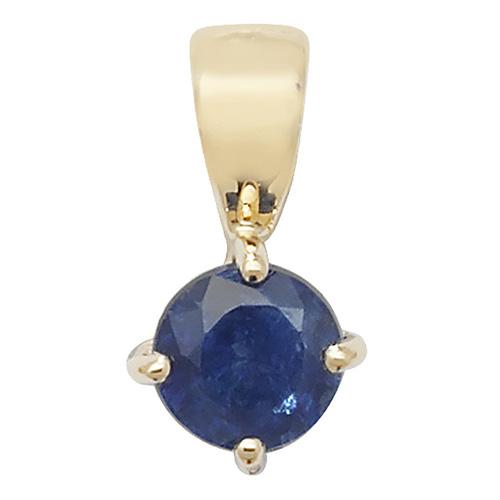 Gold Sapphire Round Solitaire Pendant Necklaces & Pendants Treasure House Limited 