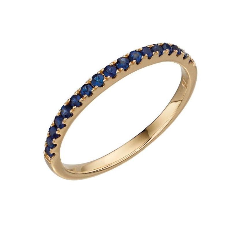 9ct Gold Sapphire Half Eternity Ring Jewellery Gecko L 1/2 (52)