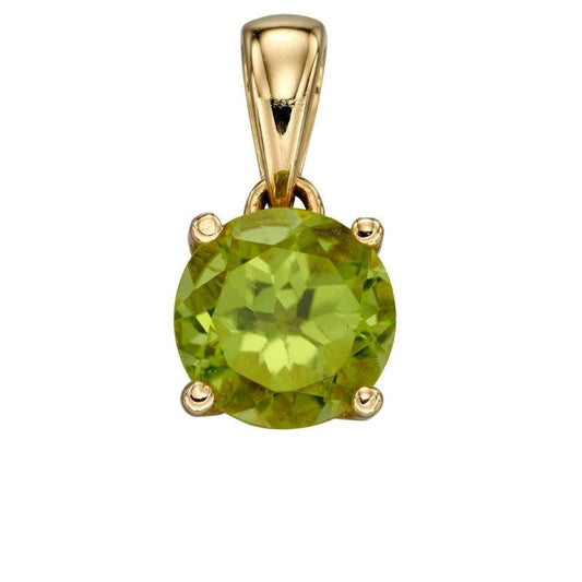 Gold August Birthstone Pendant - Peridot Jewellery Gecko 