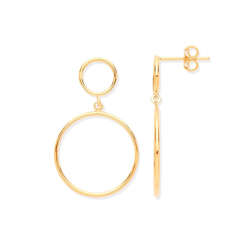 Gold Circles Drop Earrings Earrings Hanron