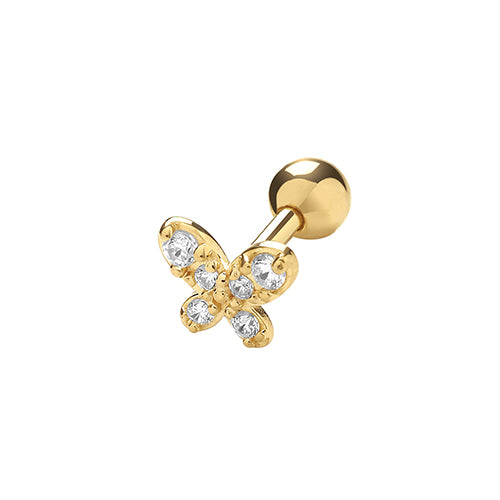 Gold CZ Butterfly Cartilage 6mm Stud Earring Earrings Treasure House Limited 