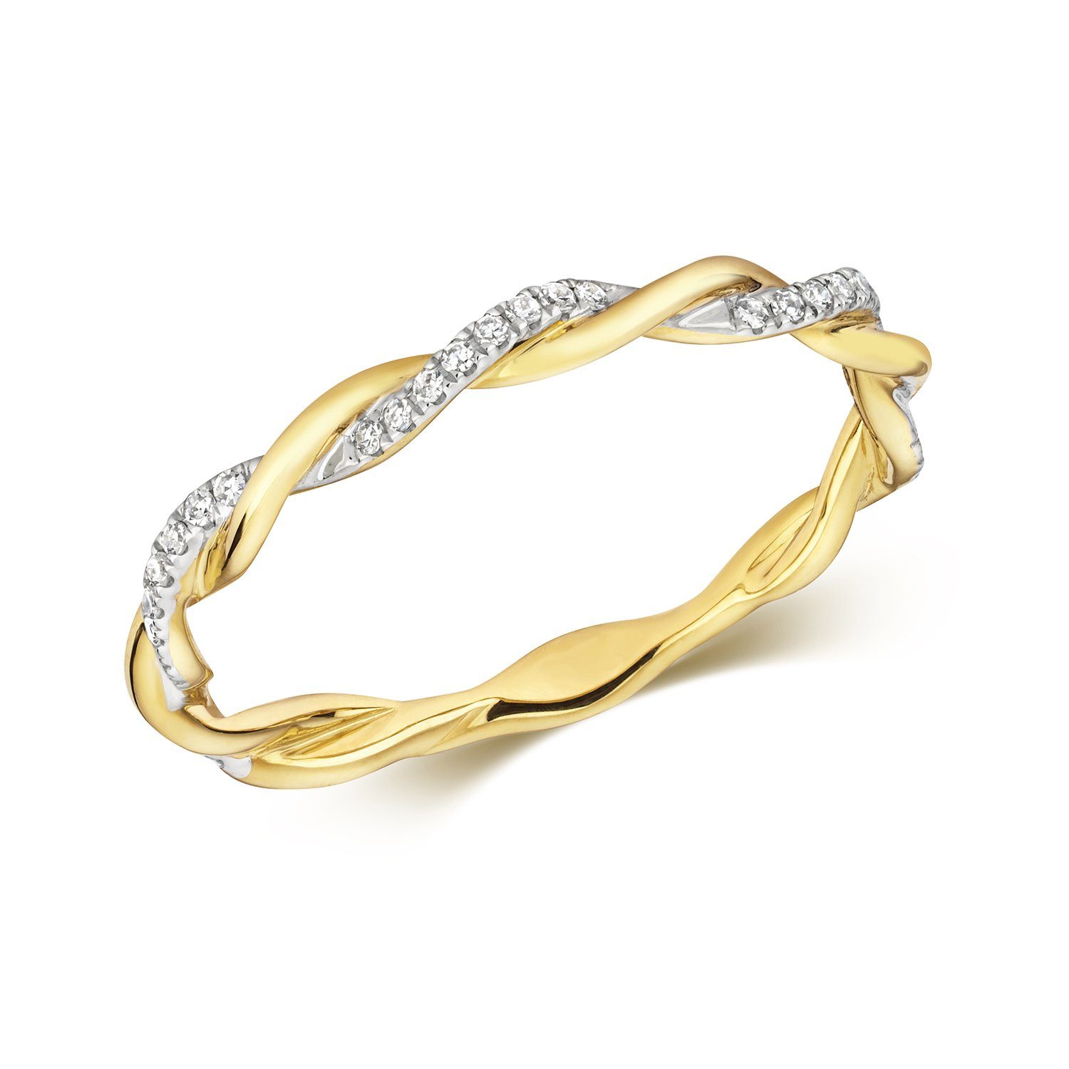 Gold and Diamond Twist Ring Rings Treasure House Limited 