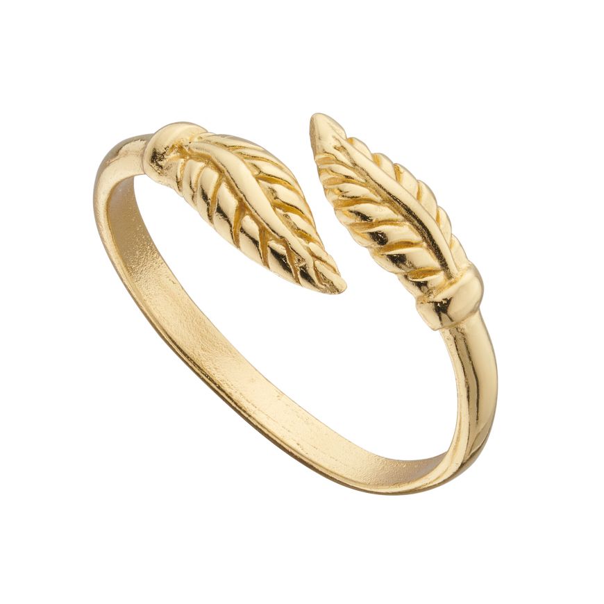 Gold Plated Feather Wrap Around Toe Ring Toe Rings Carathea 