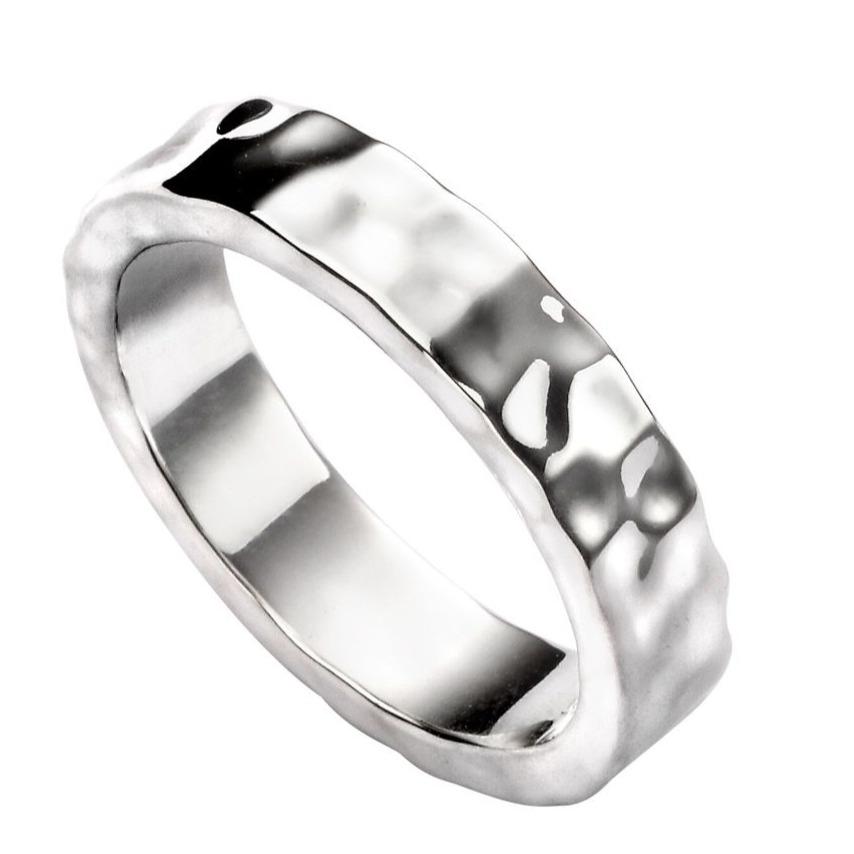 Men's Hammered Silver Ring Jewellery Carathea 