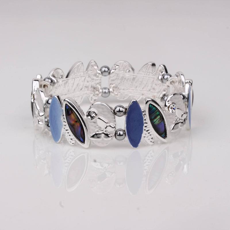 Elasticated Magnetic Hematite Bracelet in Blue & Purple Jewellery Coppercraft