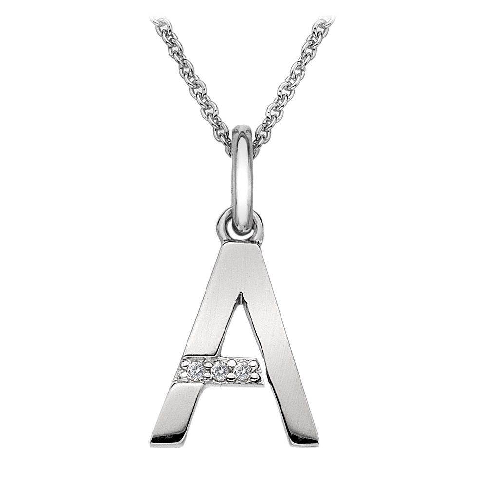 Silver and Diamond Initial Necklace Jewellery Hot Diamonds A