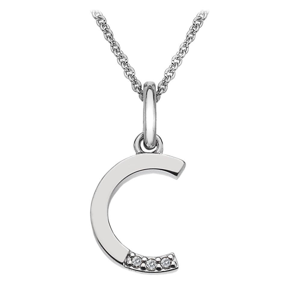 Silver and Diamond Initial Necklace Jewellery Hot Diamonds C