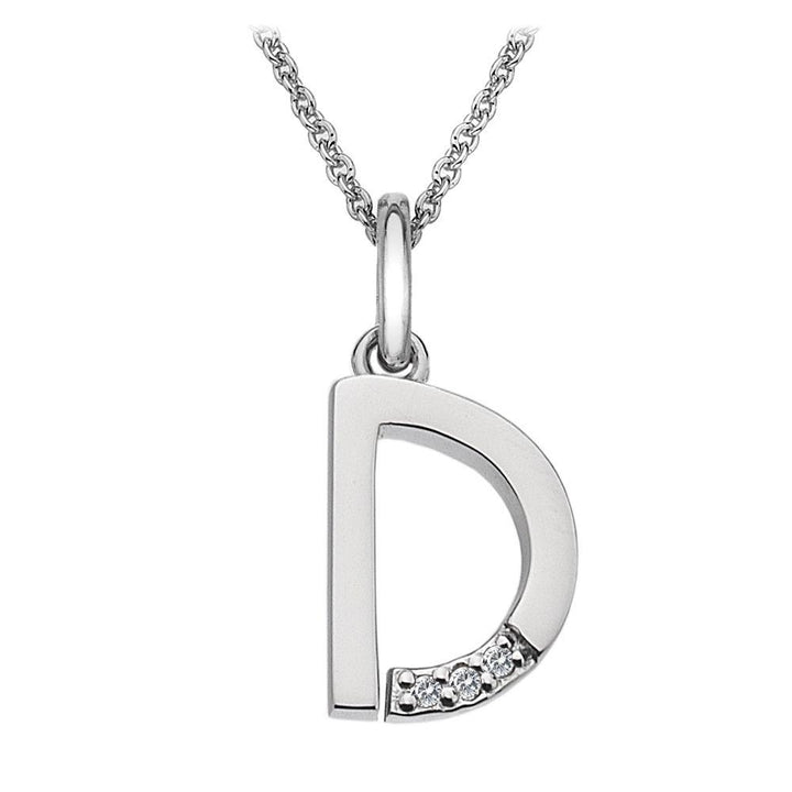 Silver and Diamond Initial Necklace Jewellery Hot Diamonds D