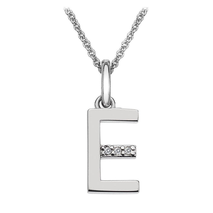 Silver and Diamond Initial Necklace Jewellery Hot Diamonds E