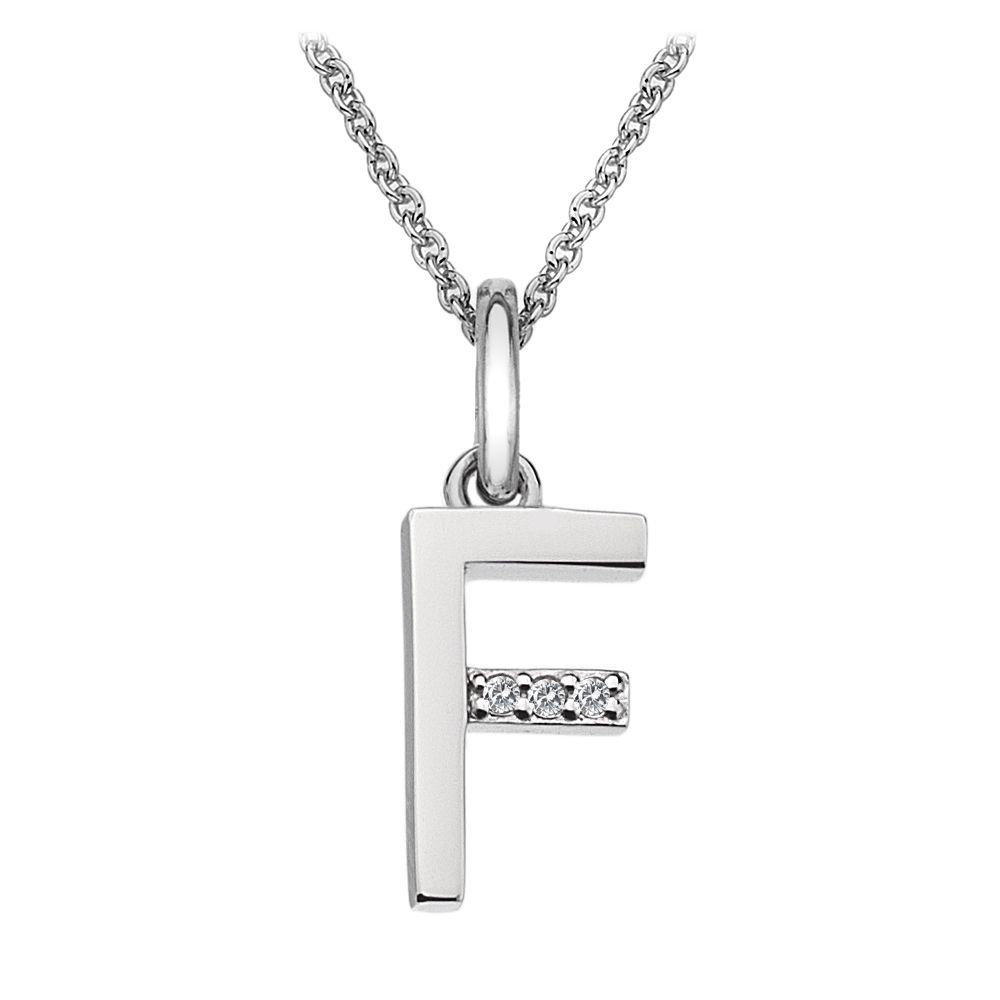 Silver and Diamond Initial Necklace Jewellery Hot Diamonds F