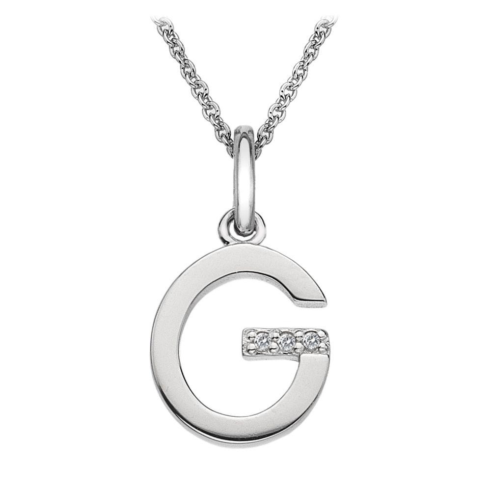 Silver and Diamond Initial Necklace Jewellery Hot Diamonds G