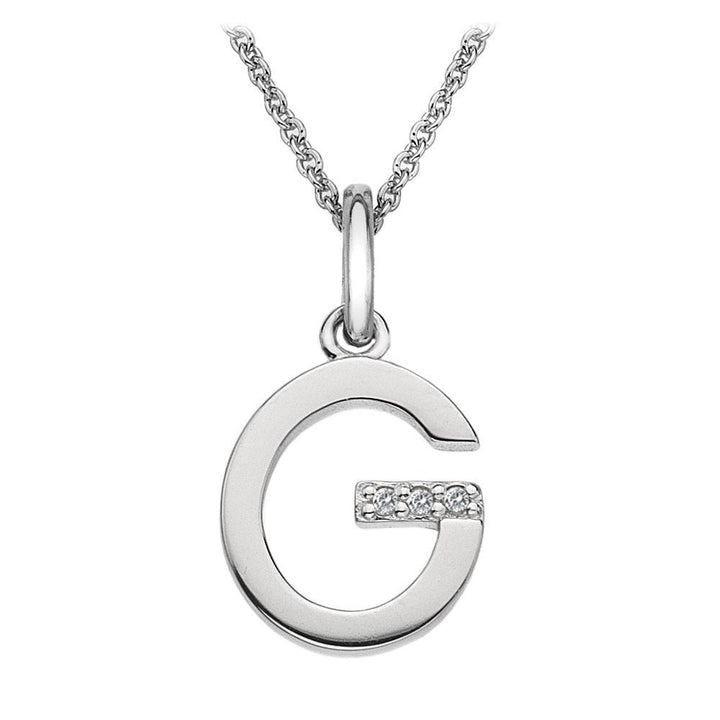 Silver and Diamond Initial Necklace Jewellery Hot Diamonds G