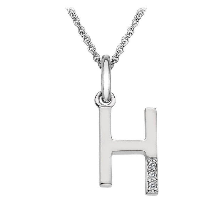 Silver and Diamond Initial Necklace Jewellery Hot Diamonds H
