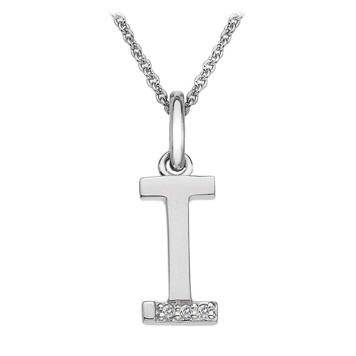 Silver and Diamond Initial Necklace Jewellery Hot Diamonds I