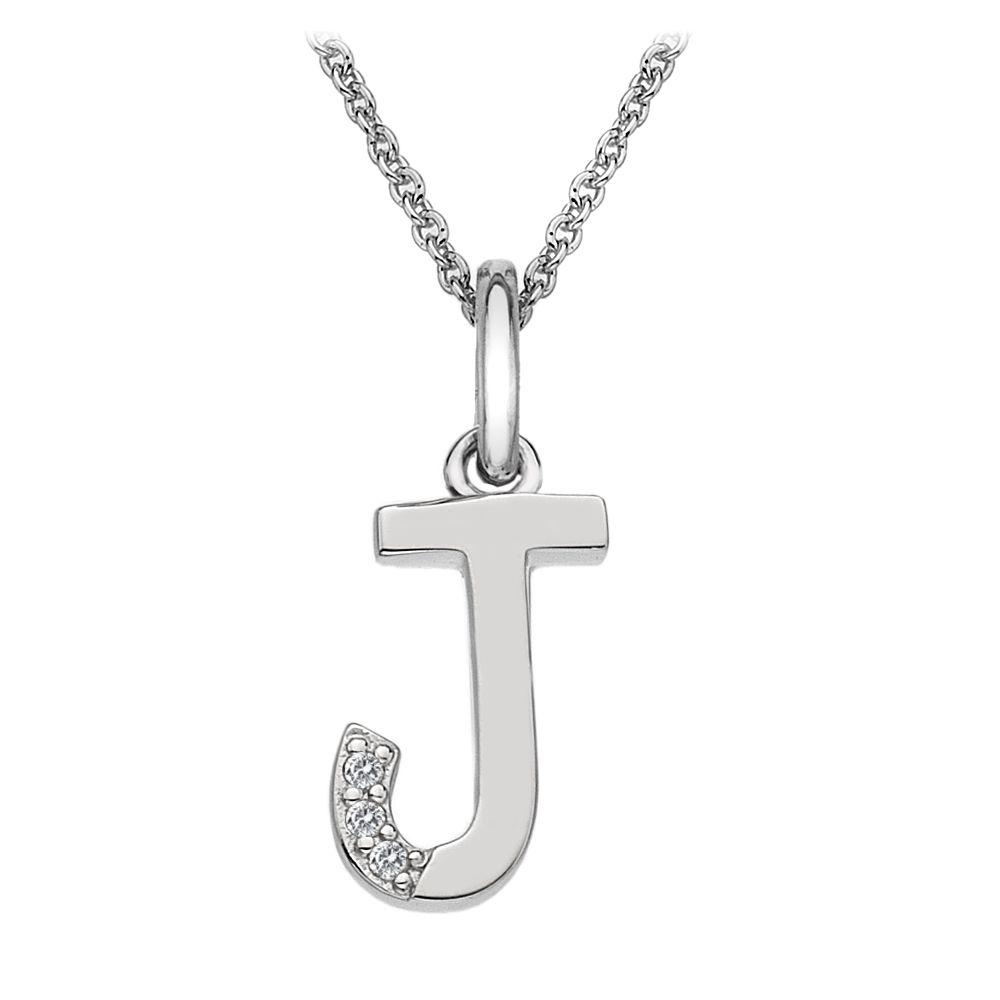 Silver and Diamond Initial Necklace Jewellery Hot Diamonds J