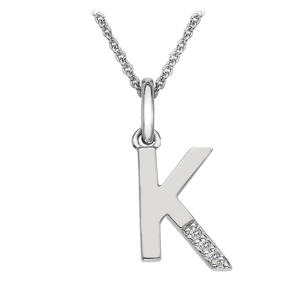 Silver and Diamond Initial Necklace Jewellery Hot Diamonds K