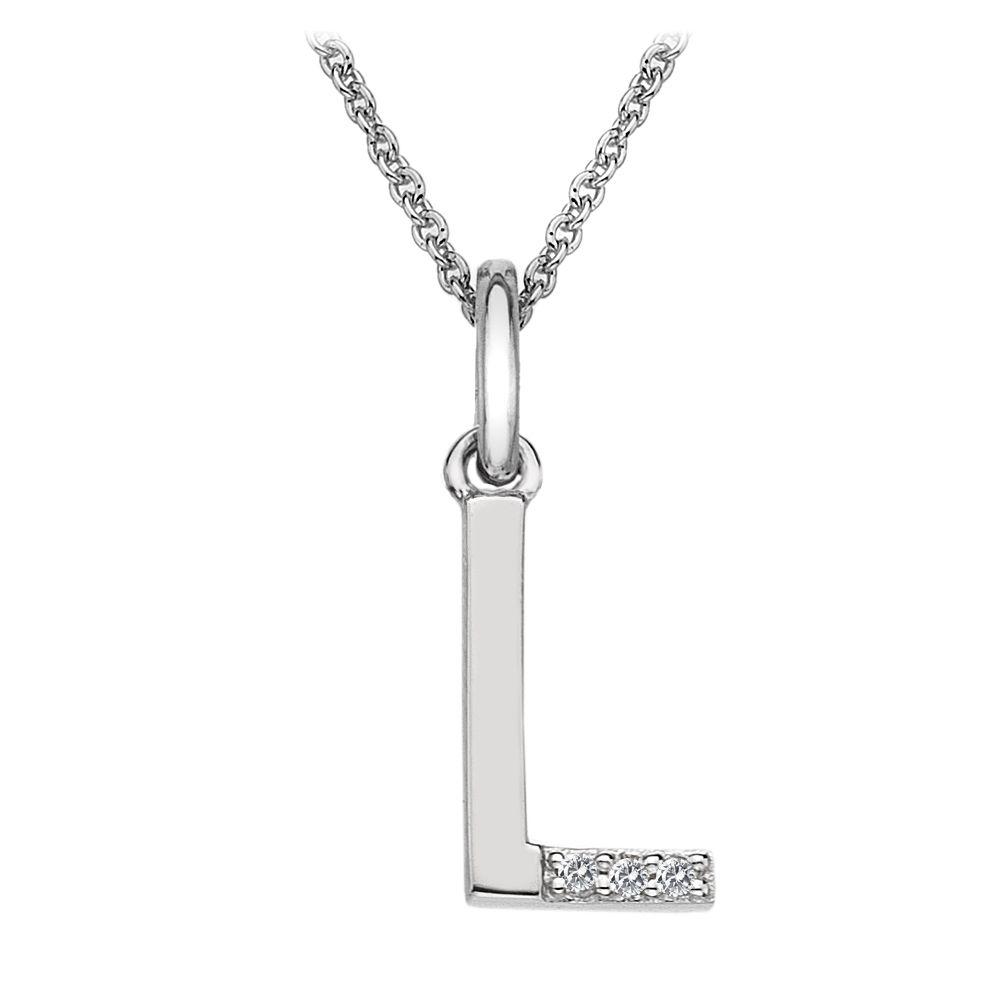 Silver and Diamond Initial Necklace Jewellery Hot Diamonds L