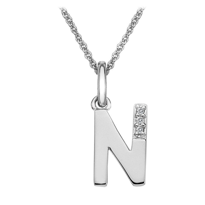 Silver and Diamond Initial Necklace Jewellery Hot Diamonds N
