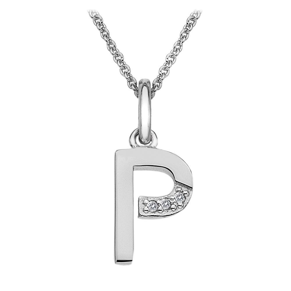 Silver and Diamond Initial Necklace Jewellery Hot Diamonds P