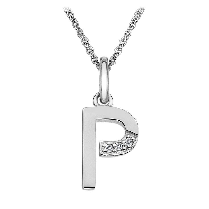 Silver and Diamond Initial Necklace Jewellery Hot Diamonds P