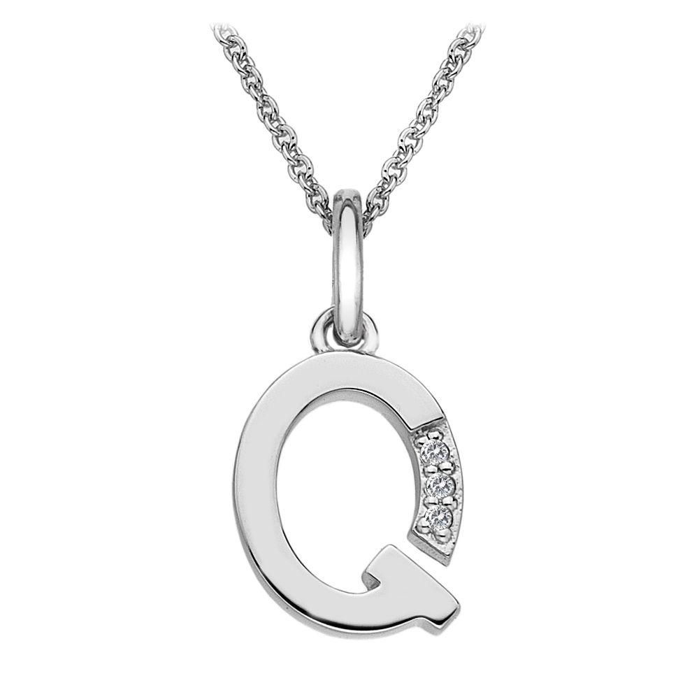 Silver and Diamond Initial Necklace Jewellery Hot Diamonds Q