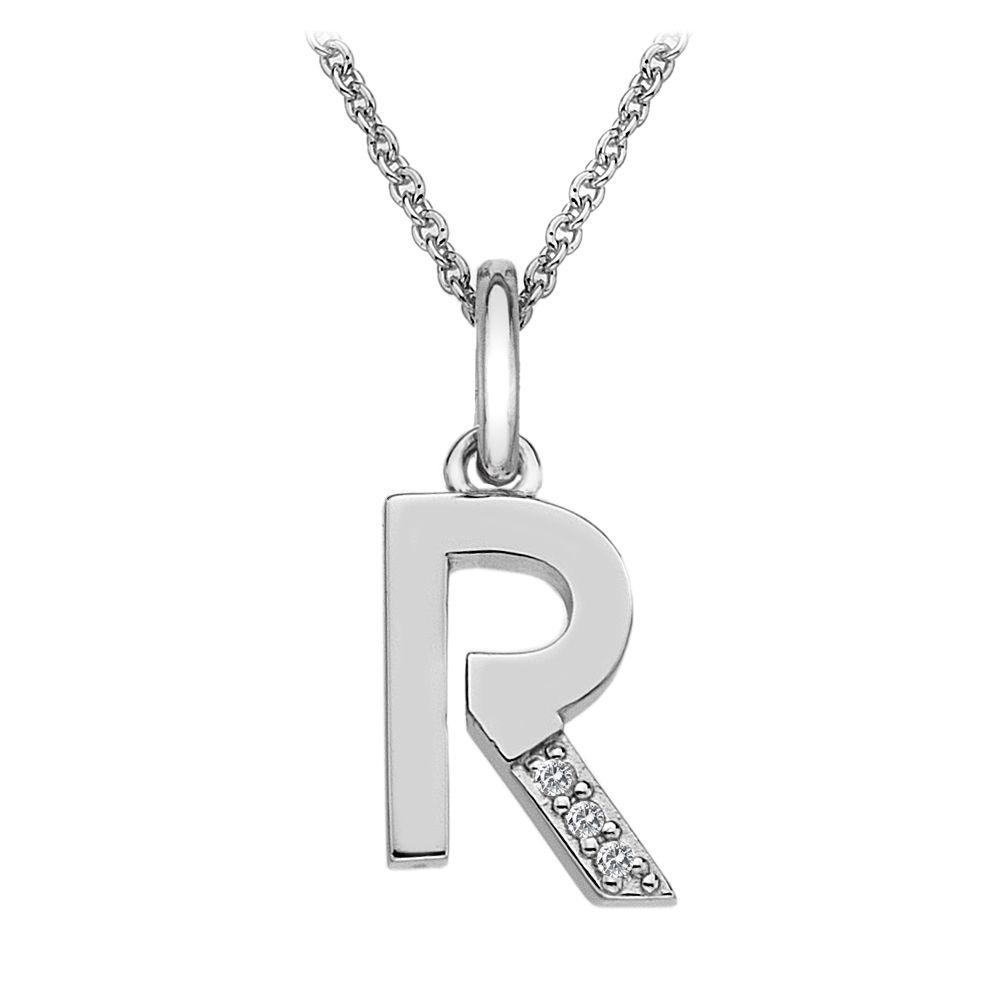 Silver and Diamond Initial Necklace Jewellery Hot Diamonds R