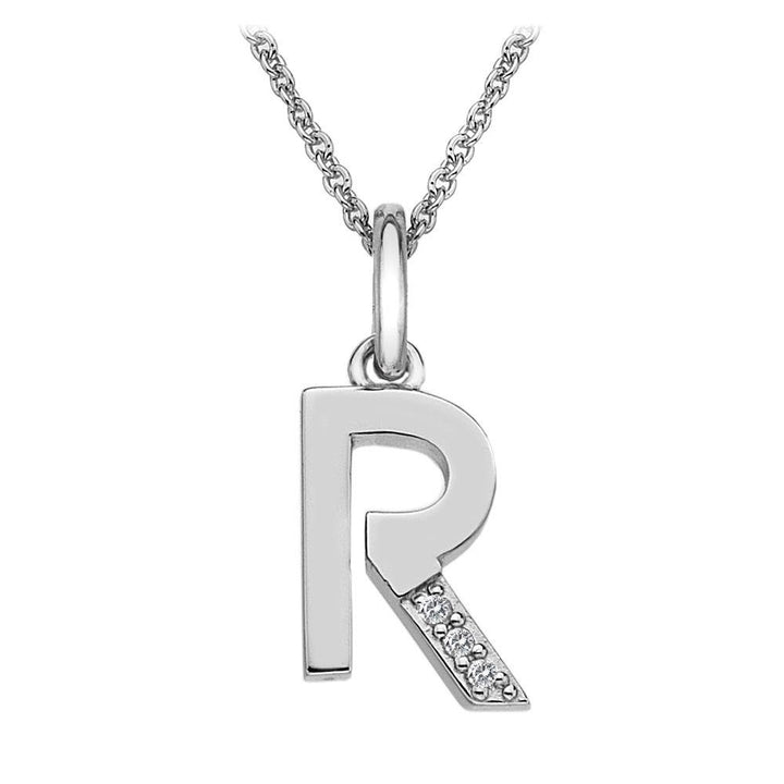 Silver and Diamond Initial Necklace Jewellery Hot Diamonds R