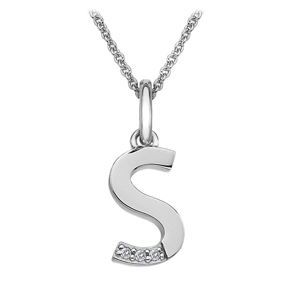 Silver and Diamond Initial Necklace Jewellery Hot Diamonds S