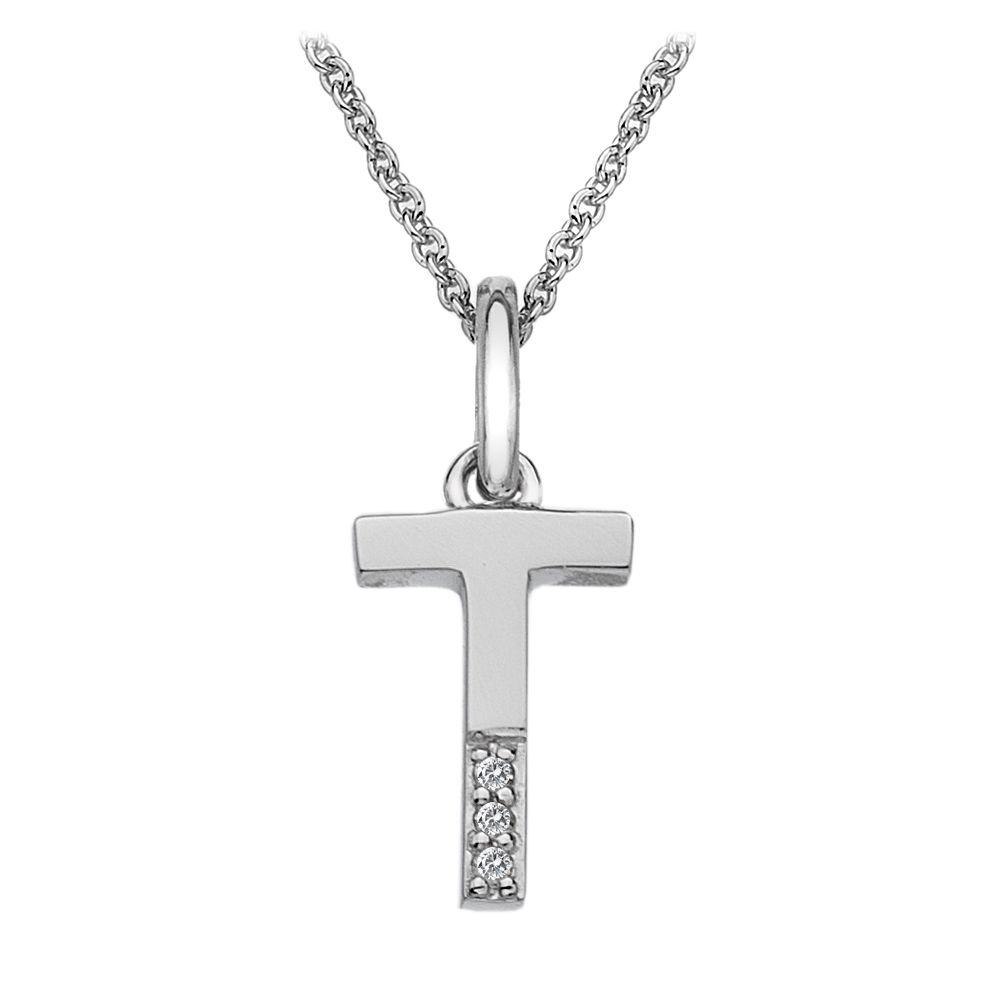Silver and Diamond Initial Necklace Jewellery Hot Diamonds T