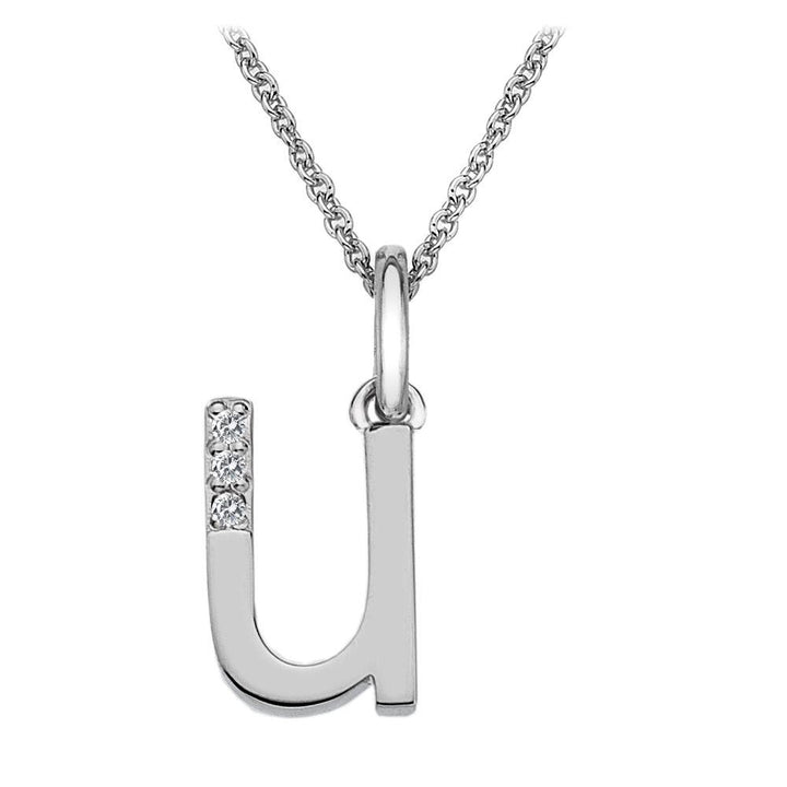 Silver and Diamond Initial Necklace Jewellery Hot Diamonds U