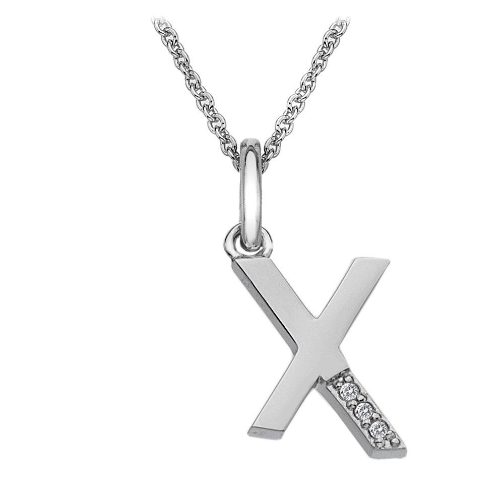 Silver and Diamond Initial Necklace Jewellery Hot Diamonds X