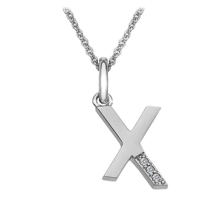 Silver and Diamond Initial Necklace Jewellery Hot Diamonds X