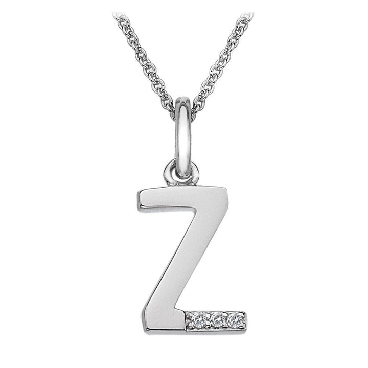 Silver and Diamond Initial Necklace Jewellery Hot Diamonds Z