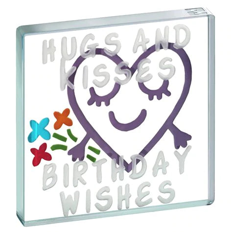 Spaceform Hugs and Kisses Birthday Wishes Glass Token Giftware Spaceform 