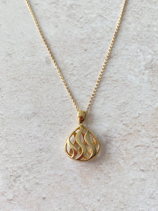 Polished Gold Openwork Swirls Pendant