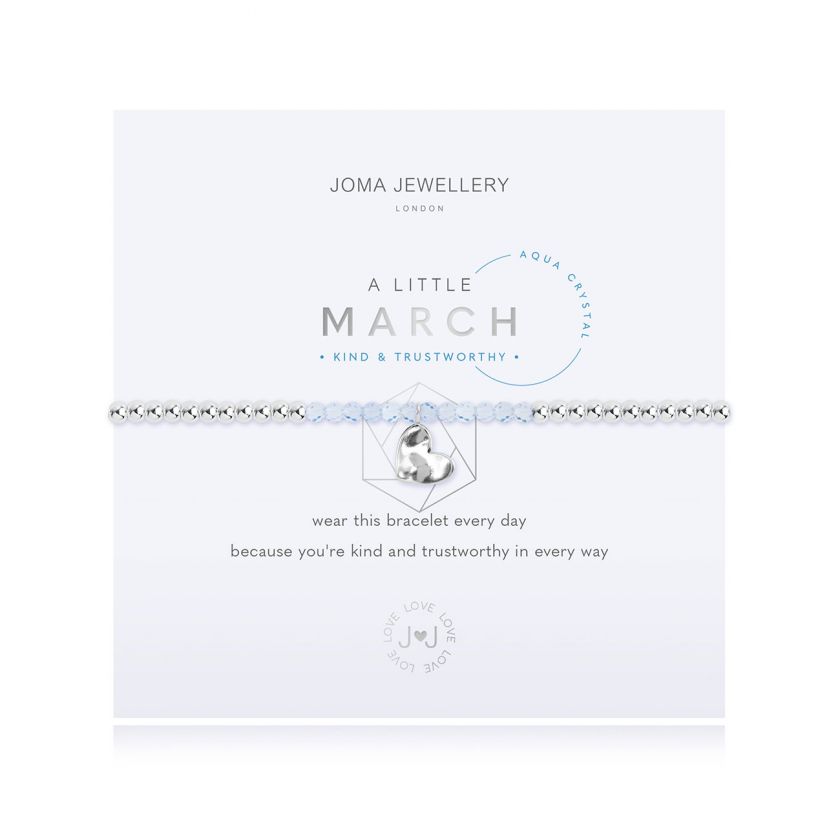 A Little March Birthstone Aqua Crystal Bracelet Jewellery Joma Jewellery 