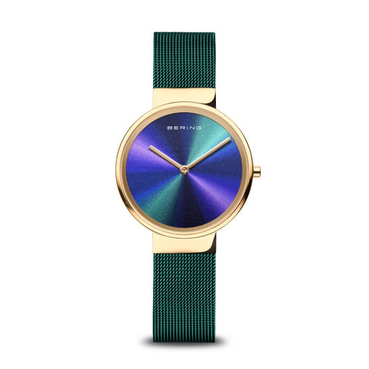 Bering ladies watch in green and gold with Milanese bracelet Watches Carathea