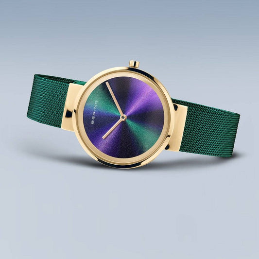 Bering ladies watch in green and gold with Milanese bracelet Watches Carathea