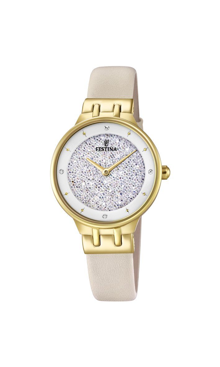 Festina Mademoiselle Watch with Crystal Dial Beige Strap F20405/1 Watches Festina