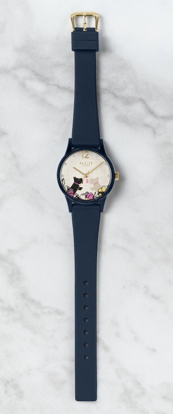 Radley Ladies Watch Navy Silicone Floral Dog Dial RY2983 Watches Radley