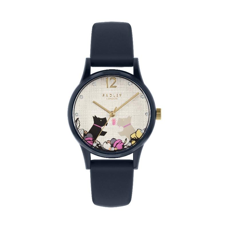 Radley Ladies Watch Navy Silicone Floral Dog Dial RY2983 Watches Radley