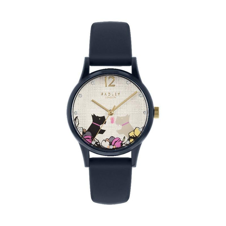 Radley Ladies Watch Navy Silicone Floral Dog Dial RY2983 Watches Radley