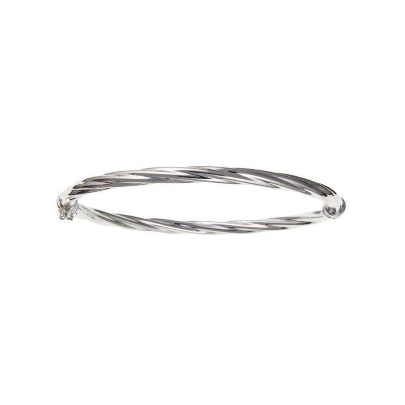 Ladies Silver Hinged Twist Bangle Jewellery Carathea