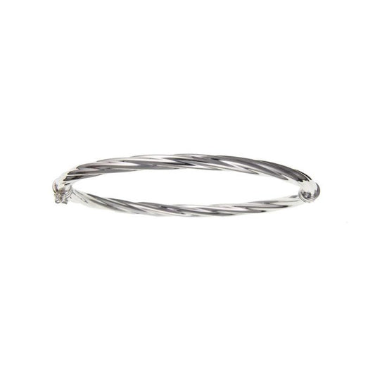 Ladies Silver Hinged Twist Bangle Jewellery Carathea 