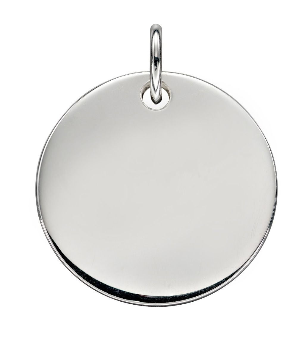 Silver Large Engravable Disc Pendant Jewellery Gecko