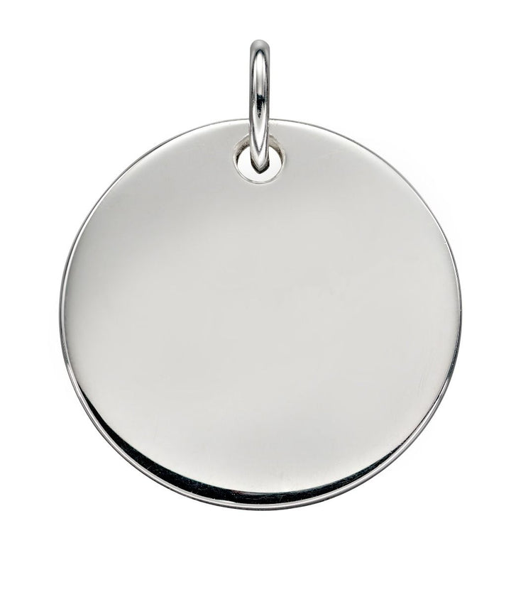 Silver Large Engravable Disc Pendant Jewellery Gecko