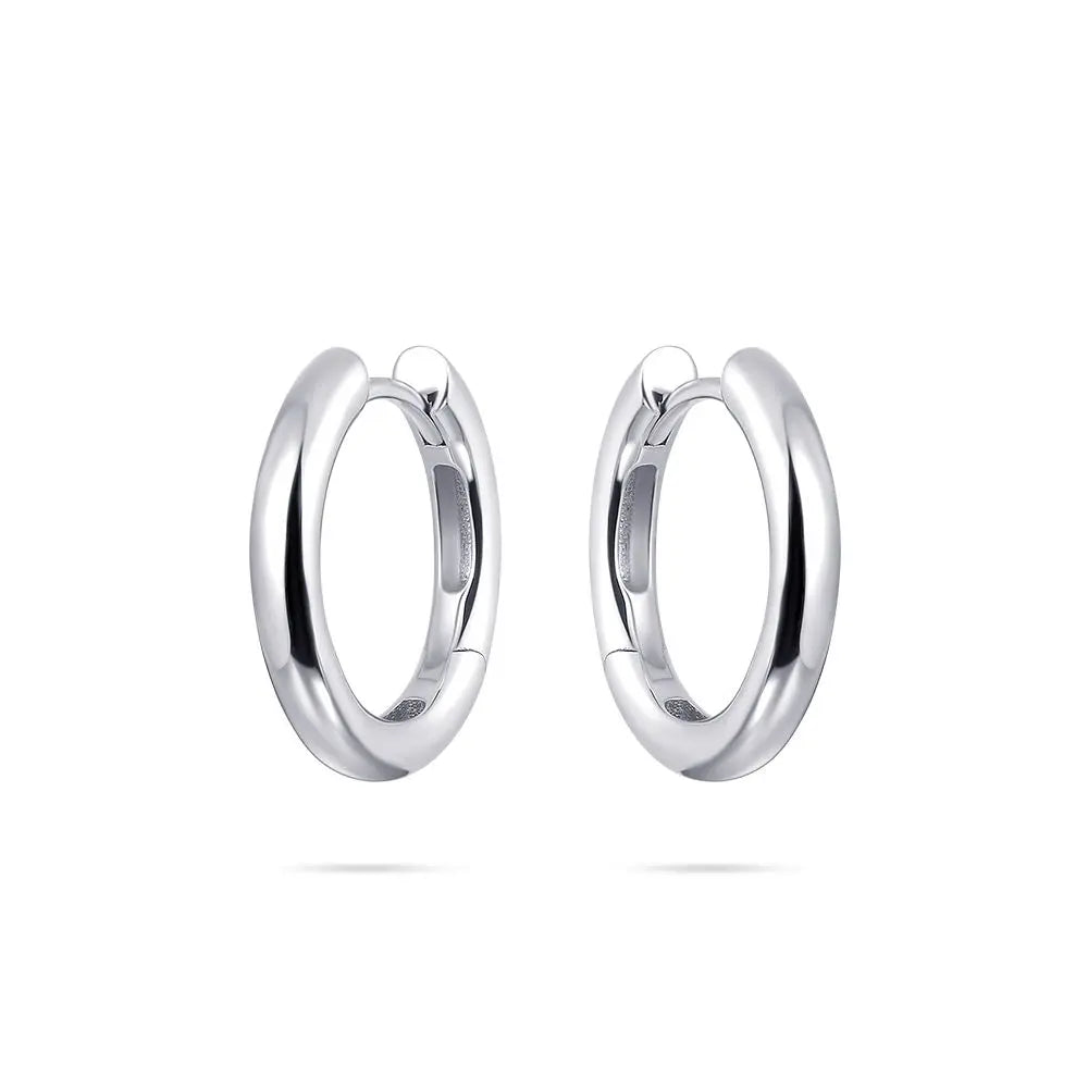 Large Bold Polished Silver Hoop Earrings Earrings Gisser 